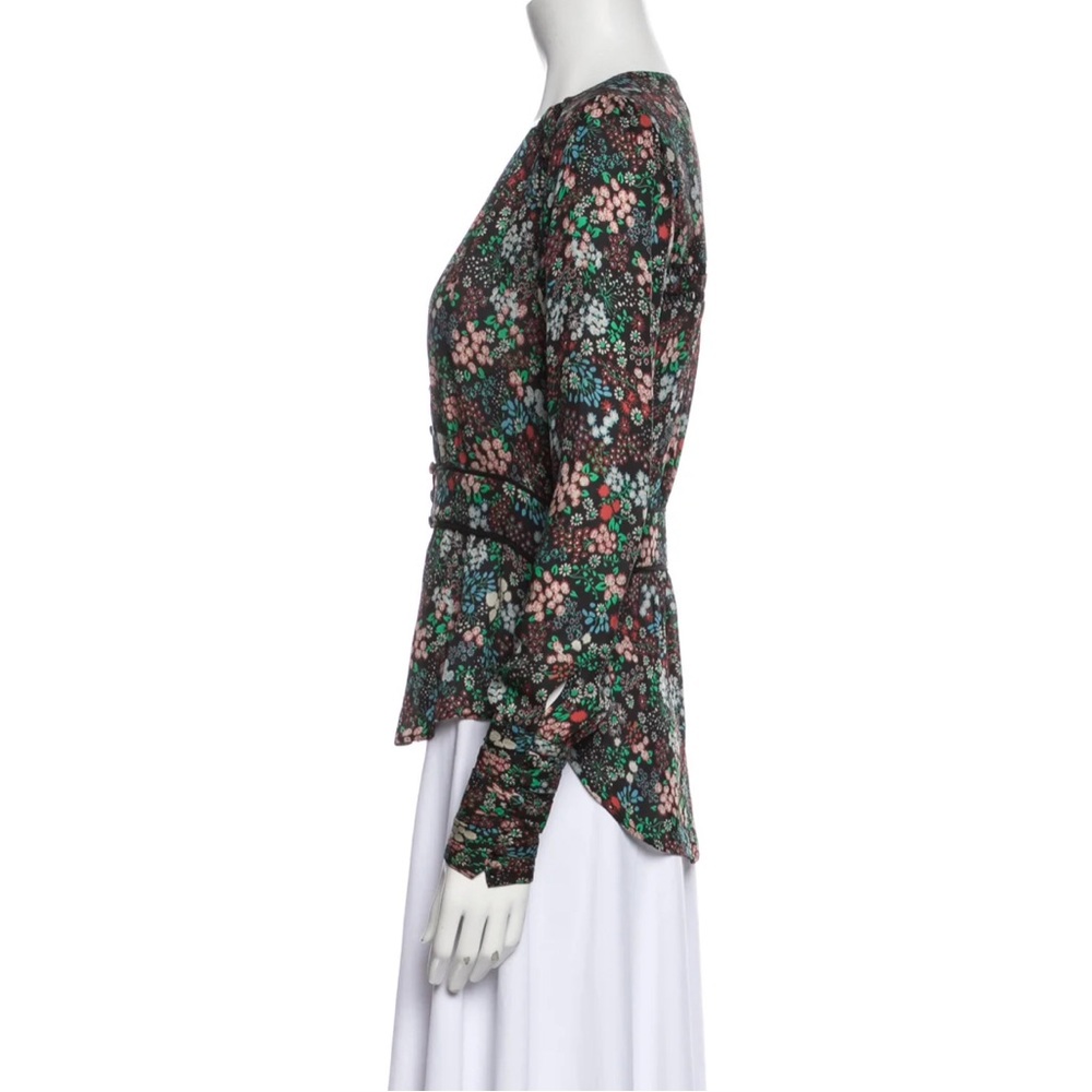 Veronica Beard Silk Floral Print Blouse 2 - Picture 3 of 8